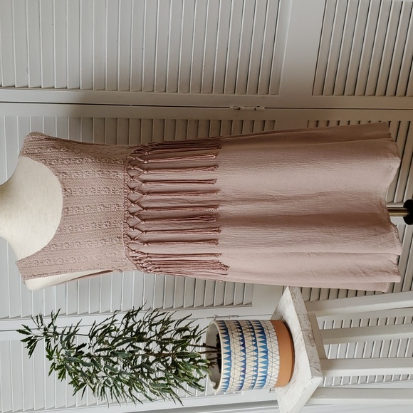 JODIFL Dresses & Skirts - JODIFL Tan Pullover Tassel Sundress Size S